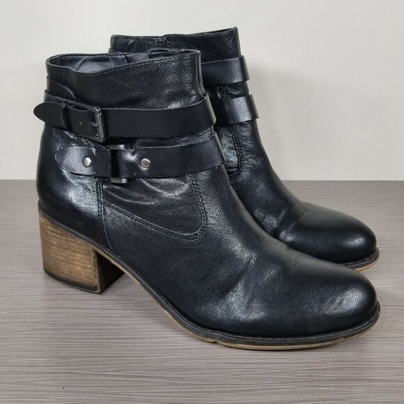 Franco Sarto Linden 2 Block Heel Booties, Black Leather, Womens Size 10 M / 40 - Picture 2 of 12